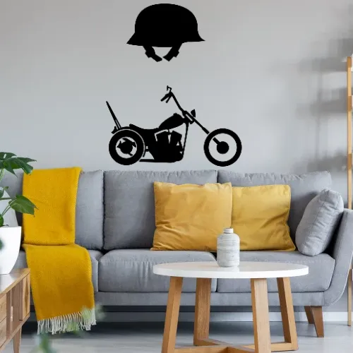 Chopper und Helm Wandtattoo