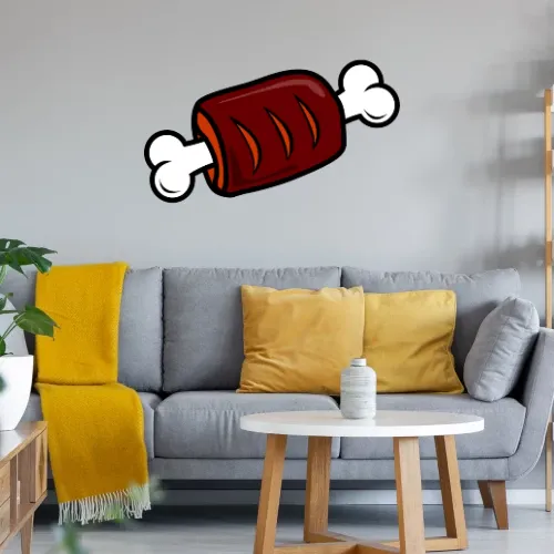 Comic Fleischkeule Knochen Wandtattoo