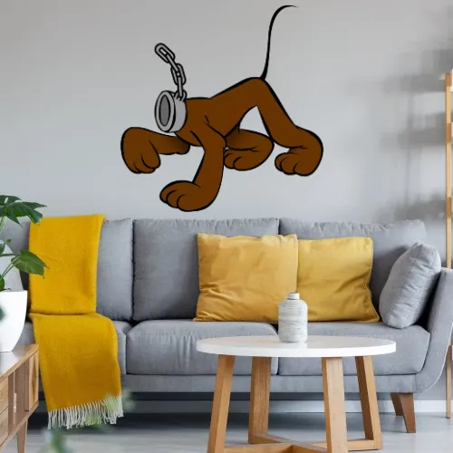 Comic Hund ohne Kopf an der Leine Wandtattoo