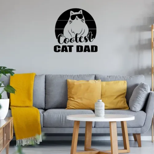 Coolest Cat Dad Katzenliebhaber Männer Wandtattoo