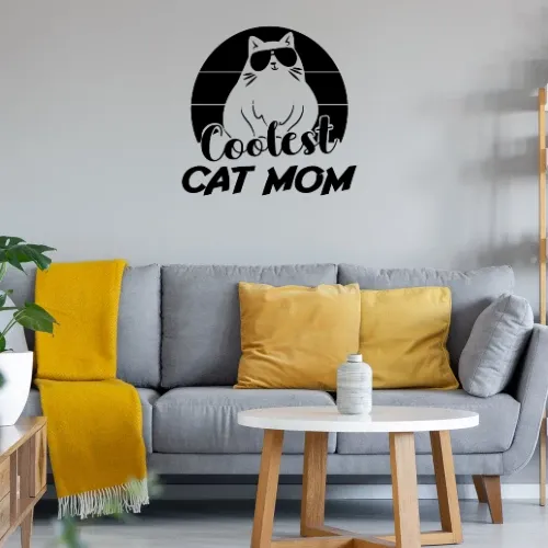 Coolest Cat Mom Katzenliebhaber Frauen Sonstig. Wandtattoo Coolest Cat Mom Katzenliebhaber Frauen Wandtattoo