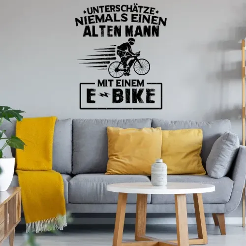 E Bike Fahrrad Rentner Radfahrer Fahrradfahren Wandtattoo