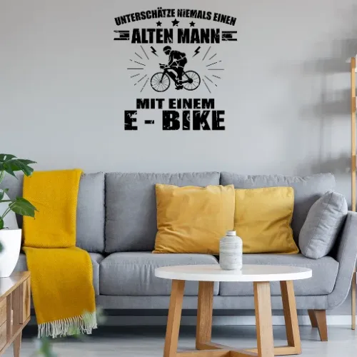 E Bike Fahrrad Rentner Radfahrer Fahrradfahren Wandtattoo