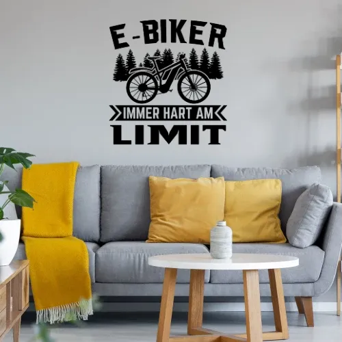 E-Biker Hart Am Limit EBike EMTB Mountainbiker Wandtattoo