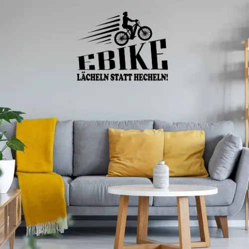 Ebike Radfahrer E-Bike - Lächeln Statt Hecheln Sonstig. Wandtattoo Ebike Radfahrer E-Bike - Lächeln Statt Hecheln Wandtattoo