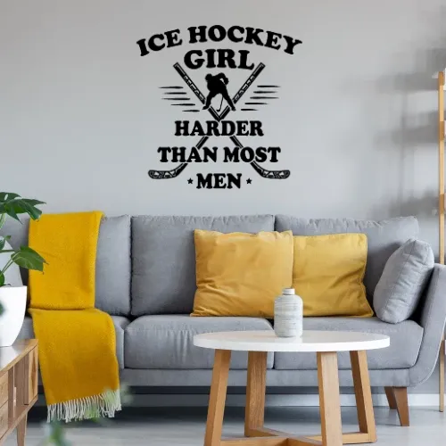 Eishockey Hockey Ice Hockey Girl Harder Than Men Sonstig. Wandtattoo Eishockey Hockey Ice Hockey Girl Harder Than Men Wandtattoo