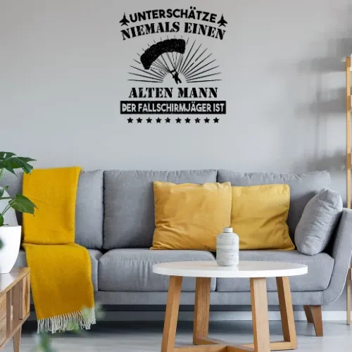 Fallschirmjäger Alter Mann Spruch Skydiver BW Wandtattoo