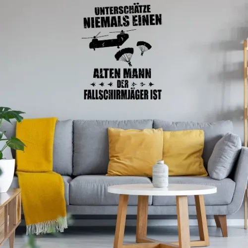 Fallschirmjäger Alter Mann Spruch Skydiver BW Sonstig. Wandtattoo