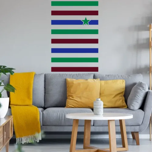 Farbspiel in Streifen und Stern Wandtattoo