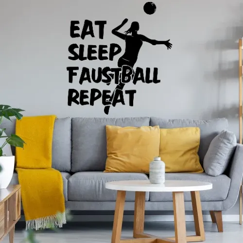 Faustballerin Eat Sleep Faustball Repeat Motiv Sonstig. Wandtattoo Faustballerin Eat Sleep Faustball Repeat Motiv Wandtattoo