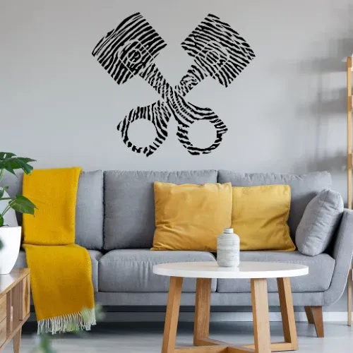 Fingerabdruck Motorkolben Wandtattoo