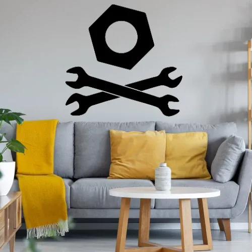 gekreuzte Maulschlüssel mit Mutter Sonstig. Wandtattoo