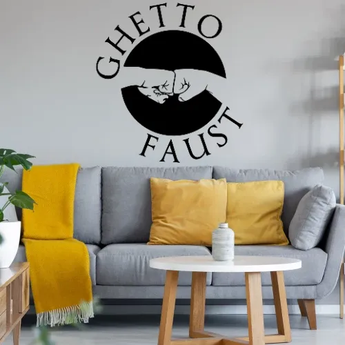 Ghettofaust mit Text Wandtattoo