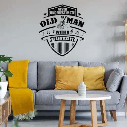 Gitarrist Old Man Gitarren Spieler Gitarrenlehrer Sonstig. Wandtattoo