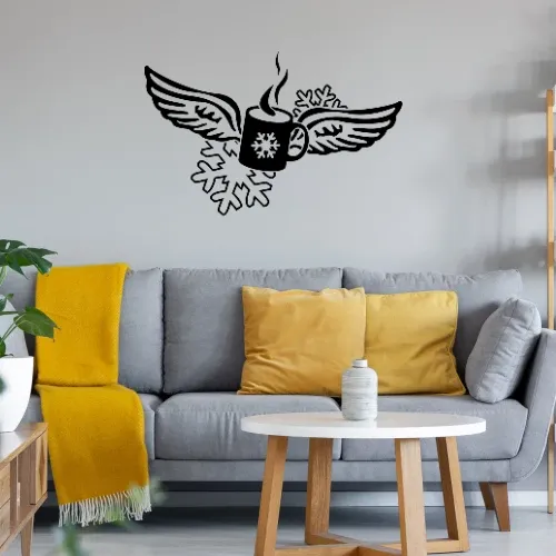 Glühweintasse mit Engelsflügel Wandtattoo