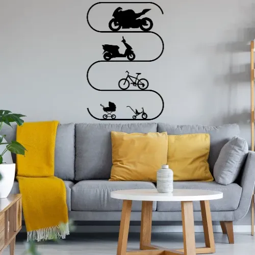 Große Motorrad Evolution Wandtattoo