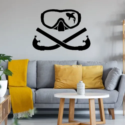 Hai in Taucherbrille mit gekreuzten Schnorchel Sonstig. Wandtattoo