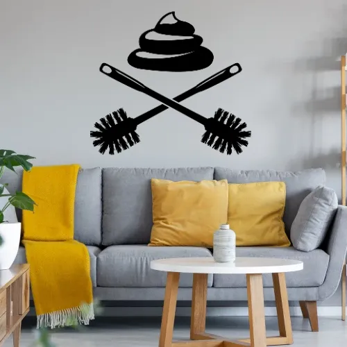 Haufen mit Klobürste Wandtattoo