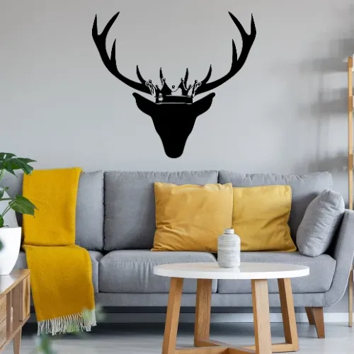 Hirschgeweih mit Krone Wandtattoo