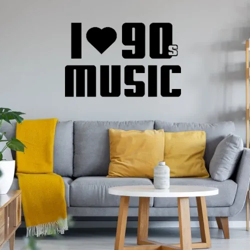 I Love 90s Music Wandtattoo