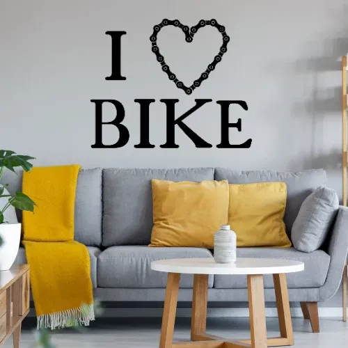 I Love Bike Kettenherz Wandtattoo