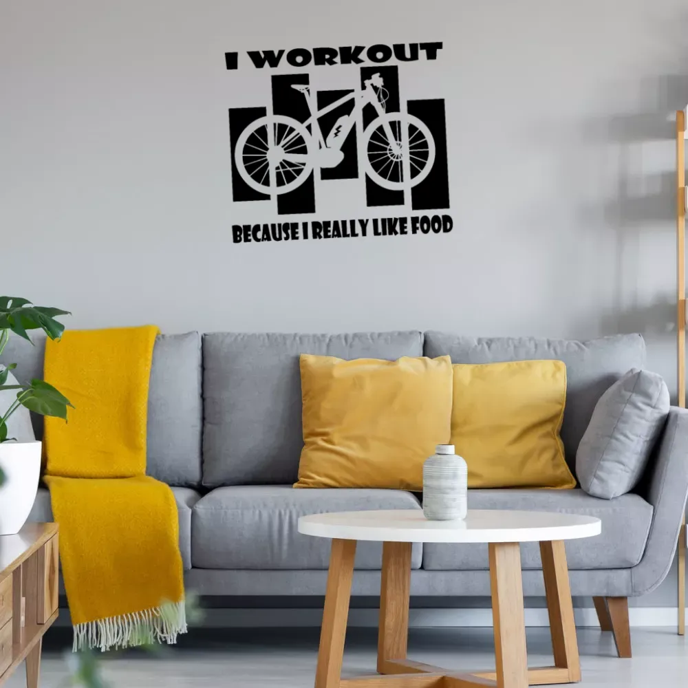 I Workout Because I Like Food Ebiker Vintage Wandtattoo Sonstig. Wandtattoo