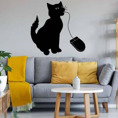 Katze isst PC Maus Sonstig. Wandtattoo