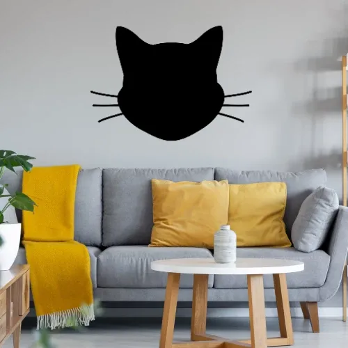 Katzenkopf mit Borsten Wandtattoo