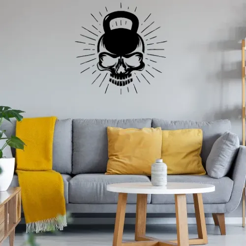 Kettlebell Workout Fitness Skull Motiv Wandtattoo