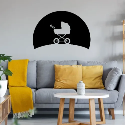 Kinderwagen im Sonnenuntergang Wandtattoo