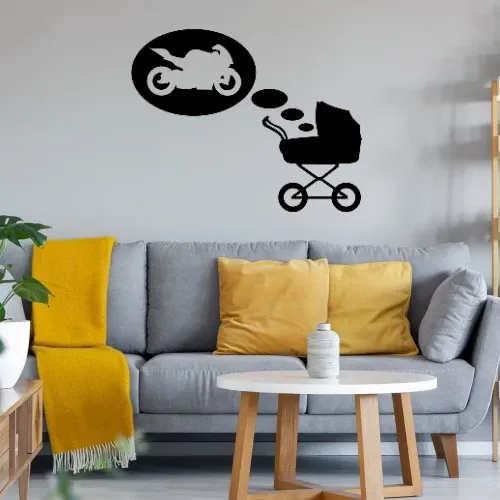 Kinderwagentraum Motorrad Wandtattoo