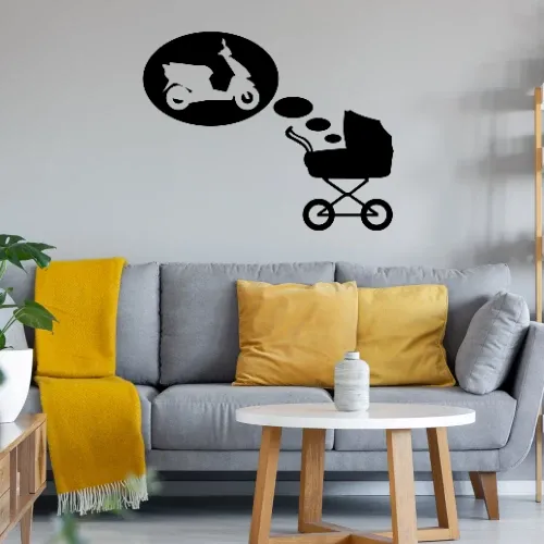 Kinderwagentraum Motorroller Wandtattoo