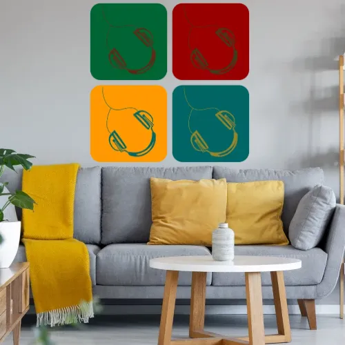 Kopfhörer mit Kabel Warhol Sonstig. Wandtattoo Kopfhörer mit Kabel Warhol Wandtattoo