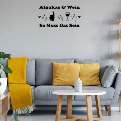 Lama Alpaka Spruch für Alpakazüchter Weintrinker Wandtattoo