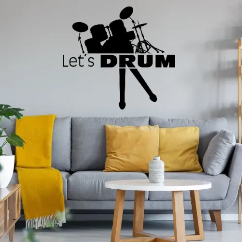 Lets Drum Schlagzeug mit Sticks Sonstig. Wandtattoo