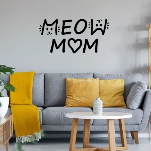 Meow Mom Katzendame Katzenliebhaber Wandtattoo