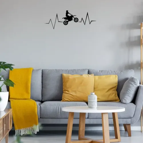 Motocross Herzschlag Cross Enduro Biker Puls Wandtattoo