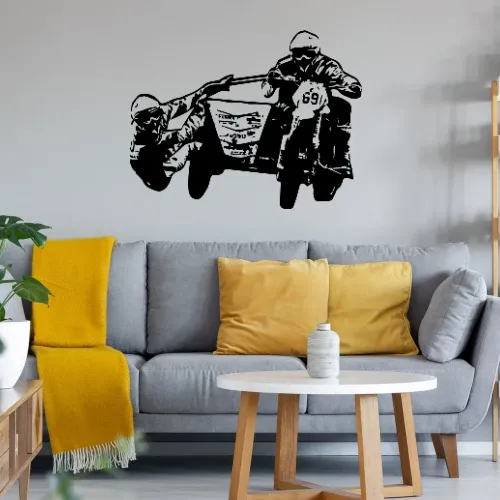 Motocross mit Beiwagen Wandtattoo