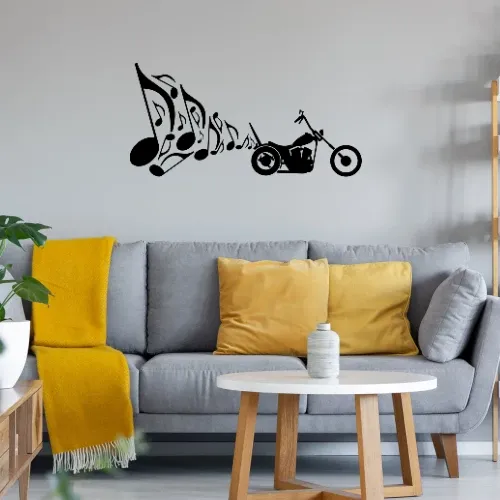 Motorrad Chopper Auspuff Musik  Wandtattoo