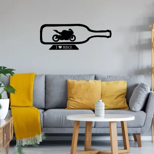 Motorrad in Flasche - Flaschenbike Wandtattoo