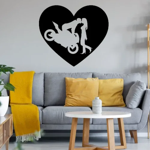 Motorradkuß Herz Wandtattoo