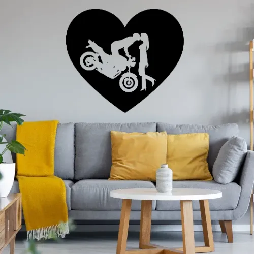 Motorradkuß Naked Bike Herz Wandtattoo