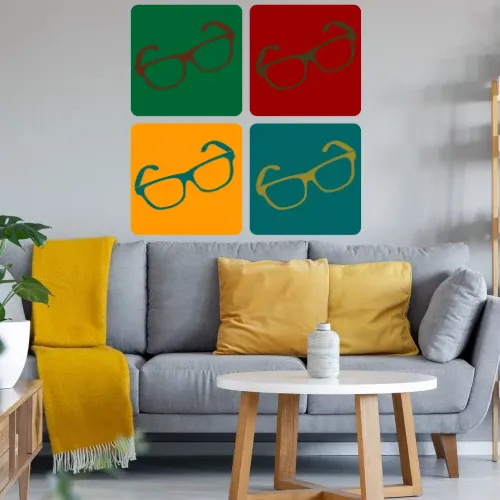 Nerd Brille in 4 Farben Wandtattoo
