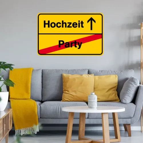 Ortsausgangsschild Hochzeit Party Wandtattoo