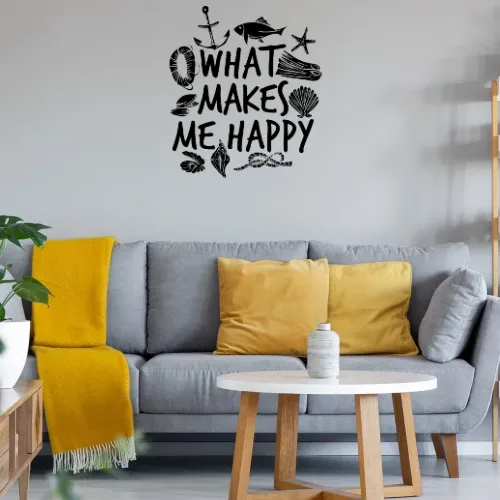 Ostsee Make Happy - Anker Moin Fisch Outfit Küste Wandtattoo