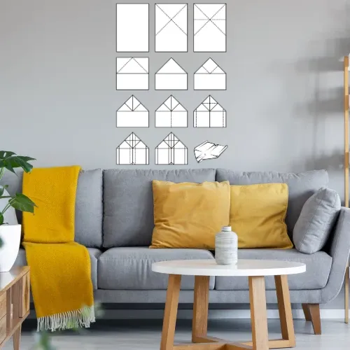 Papierflieger Faltanleitung Wandtattoo