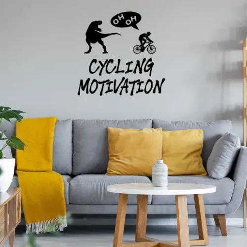 Radfahrer Dino TRex Motivation Mountainbiker Wandtattoo