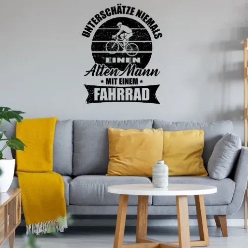 Radfahrer Fahrrad Bike Rentner Alter Mann Spruch Wandtattoo