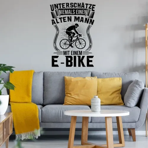 Radfahrer Fahrradfahren E Bike Fahrrad Rentner Wandtattoo