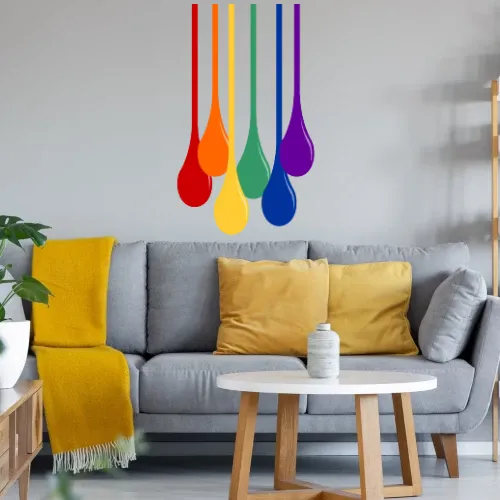 Regenbogen Tropfen Wandtattoo